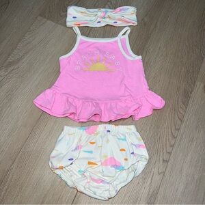 Adorable Beach Baby Bloomer Headband Set